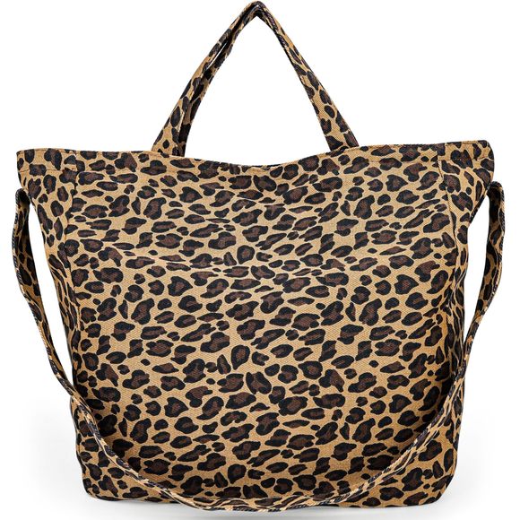 Canvas Tote Bag Stylish Brown Leopard Print Shoulder Bag Large Cacity C :< - Picture 1 of 7